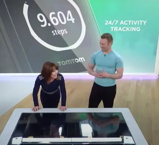 Fitness trainer Scott Laidler live in the Sky News studies in London with Kay Burley