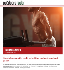 Outdoors radar article on gym myths that hold you back featuring commentary from Online fitness trainer Scott Laidler