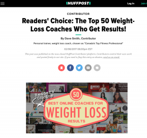 50 best weight loss coaches in the world round up in the Huffpost featuring fitness coach Scott Laidler