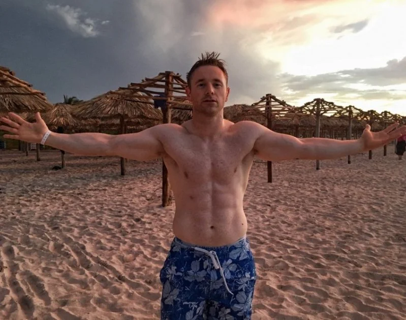 Personal trainer Scott Laidler Topless on a beach in Cuba