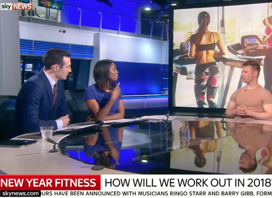 Personal trainer Scott Laidler appearing on sky news to discuss future fitness trends