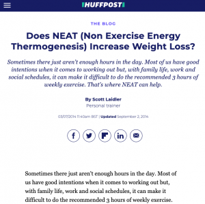 Does N.E.A.T help weight loss article by Scott Laidler for Huffpost