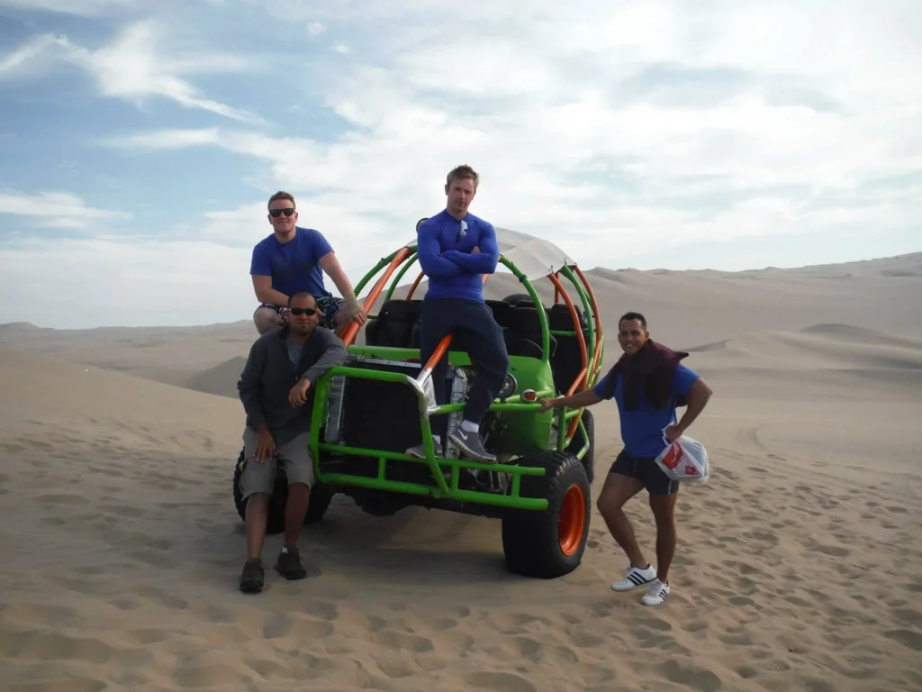 Personal trainer Scott Laidler on sand dunes in Huacachina, Peru