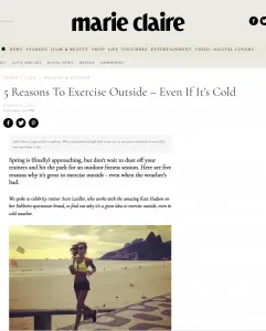 Reasons to exercise articles comment provider by personal trainer Scott Laidler for Marie Claire magazine