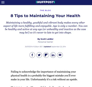 8 Tips for maintaining your health by personal trainer Scott Laidler for the Huff post website