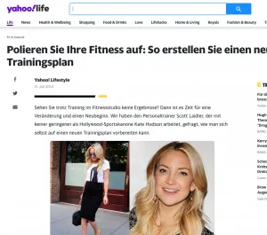 Yahoo life feature on celebrity fitness including comments from celebrity fitness trainer Scott Laidler