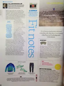 Elle magazine 'fit notes' feature including commentary from Fitness trainer Scott Laidler