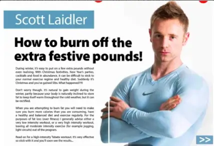 Online fitness trainer Scott Laidler feature on losing festive pounds with student pocket guide