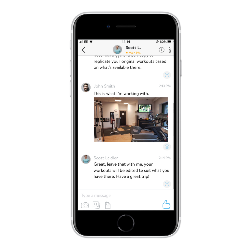 Scott Laidler online personal training app showcasing how changes in location are responded to for clients