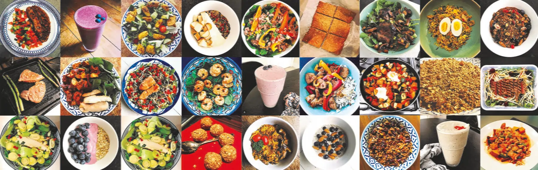 Collage of meals sent in by clients of online personal trainer Scott Laidler