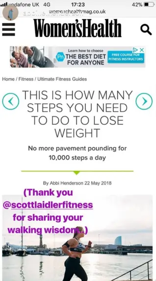 Personal trainer Scott Laidler featured in Women's Health in a feature about step count