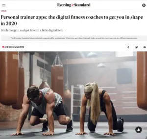 Scott Laidler featured article on the best online personal trainer apps for the Evening Standard newspaper