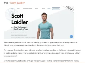 Origym feature on the 23 best personal trainer websites listing the home page of scottlaidler.com as number 12