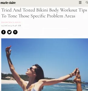 Bikini body workout tips article in Marie Claire magazine with commentary from personal trainer Scott Laidler