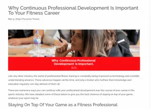 fitness trainer Scott Laidler's comments on continuous professional development for personal trainers