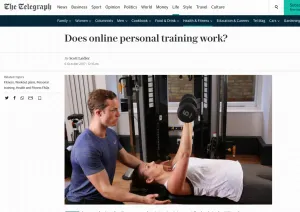 screenshot of Fitness writer Scott Laidler's article on whether online personal training works for the Telegraph newspaper