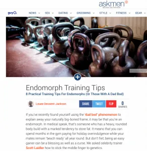 Personal trainer Scott Laidler's commentary on endomorph training tips for ask men