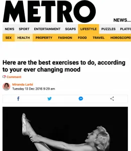 How to exercise based on mood article for the London Metro newspaper with comments from online fitness trainer Scott Laidler