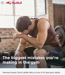 Gym mistakes article by fitness trainer Scott Laidler for the Red Bull website