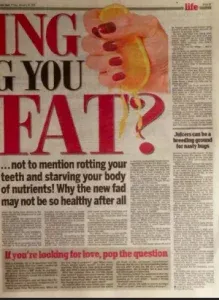 Can juicing cause fat gain print feature for the Mail on Sunday with Fitness trainer Scott Laidler