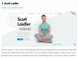 Scott Laidler's number one inclusion on a round-up of top online personal trainers by the Institute of personal trainers