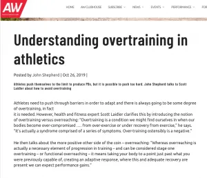 Fitness coach Scott Laidler's comments on understanding overtraining in athletics for athletics weekly magazine