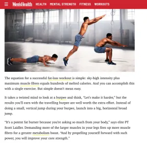 The travelling burpee explained for Men's Health magazine by online fitness coach Scott Laidler