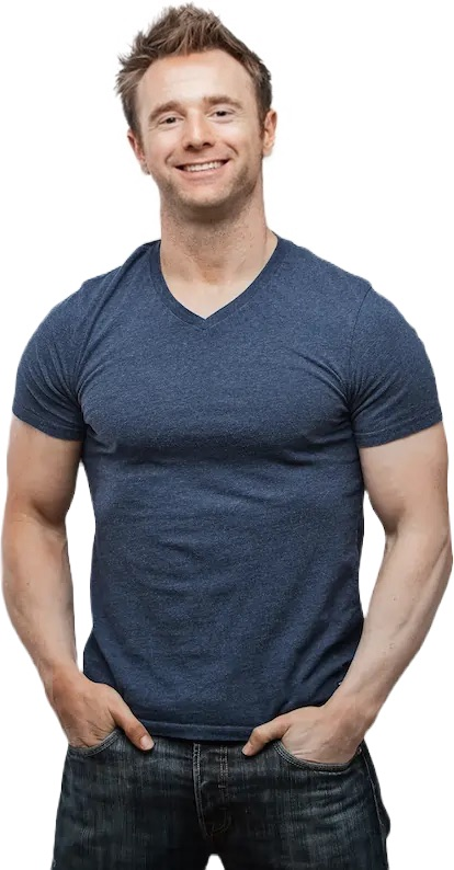Scott Laidler, expert online personal trainer for high-achieving professionals, smiling in casual athletic wear